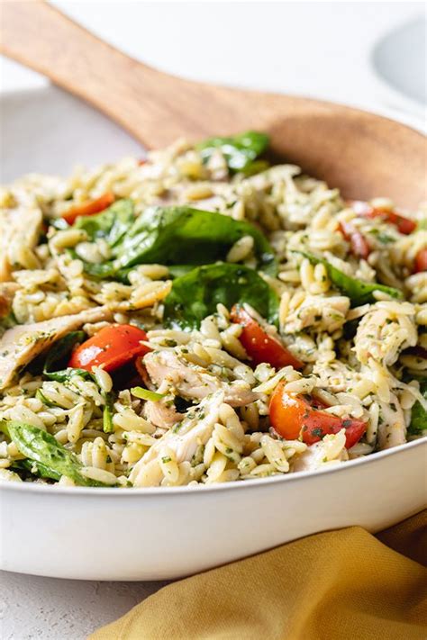 Pesto Chicken And Orzo Salad Orzo Salad Recipes Orzo Pasta Recipes