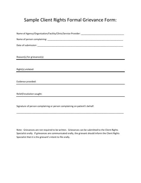 Client Rights Formal Grievance Form Fill Out Sign Online And Download Pdf Templateroller