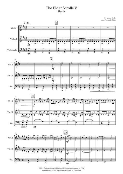 Dragonborn Skyrim Theme Arr Fernando Britto By Jeremy Soule Sheet Music For String Ensemble