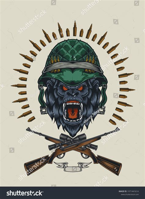 Illustration Vector Gorilla Army Logo Stock Vector (Royalty Free) 1971441614 | Shutterstock