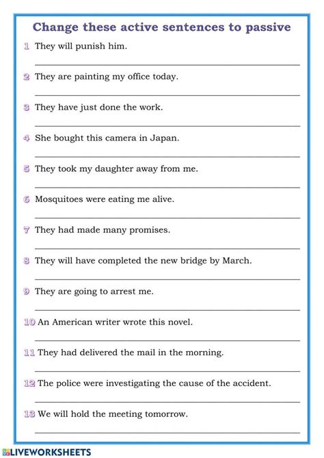 Practice Passive Voice: Free Worksheet for Effective Writing Skills