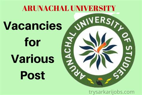 Arunachal University Recruitment 2020-various types of Vacancies' - Try ...