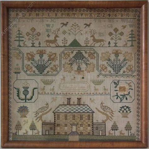 Scottish Sampler By Jane Scott Framed In An Old Wood Frame With