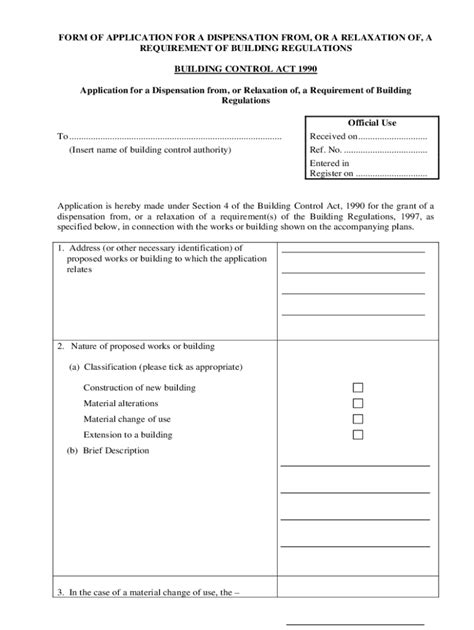 Fillable Online Form Of Application For A Dispensation From Or A