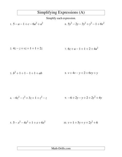 Simplifying Algebraic Expressions With Two Variables And Six Terms