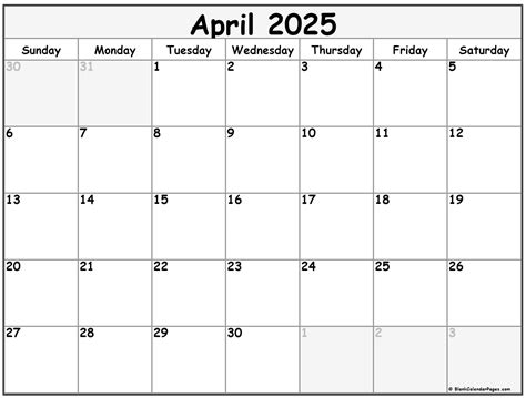 April 2025 Calendar Blank Calendar Pages Printable Danice Nicola