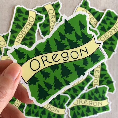 Oregon Trees Illustrated Vinyl Sticker Hand Lettered Etsy