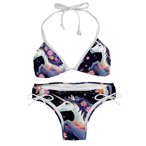 Starry Unicorn Detachable Sponge Adjustable Strap Bikini Set Swim Wear