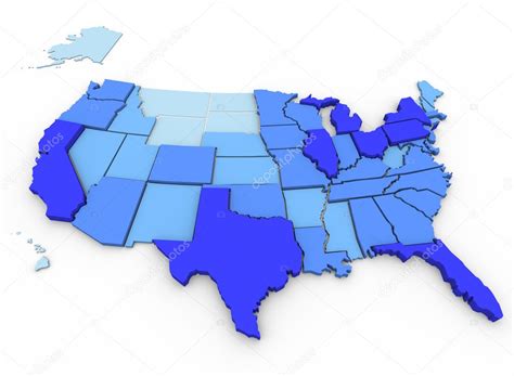 U.S. Population - Map of Most Populated States — Stock Photo © iqoncept ...