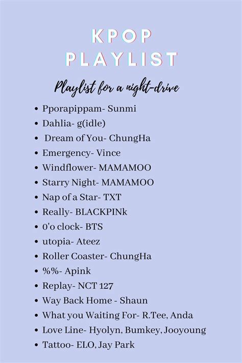 K-pop playlist- playlist for night drive in 2022 | Pop playlist, Song ...