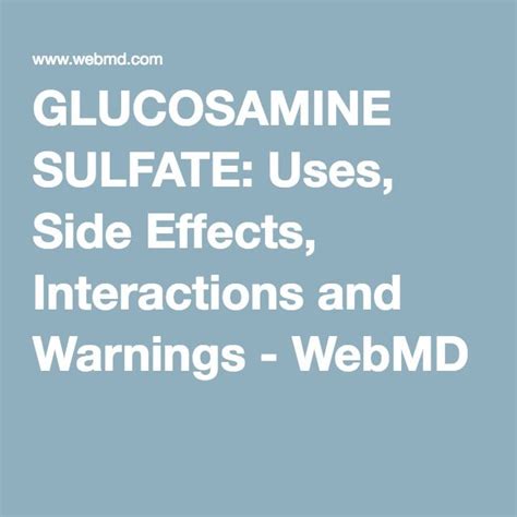 Glucosamine Sulfate Uses Side Effects Interactions And Warnings