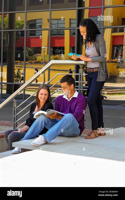 Diverse Students on College Campus Stock Photo - Alamy