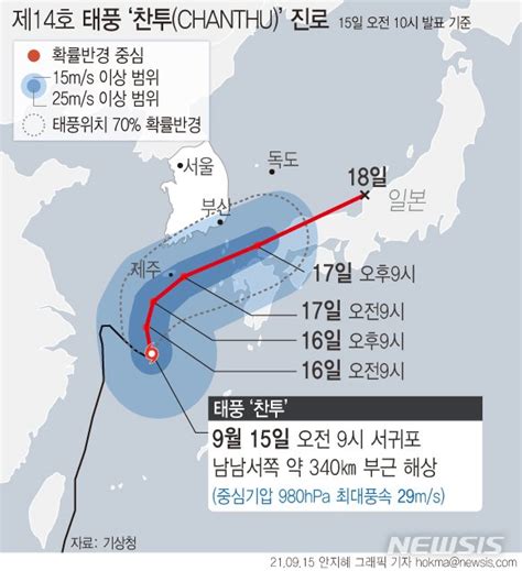 그래픽 제14호 태풍 찬투 예상 이동 경로 네이트 뉴스