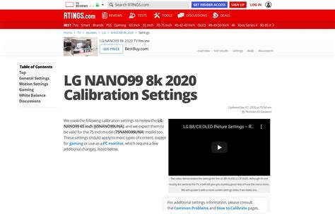 LG NANO99 8k 2020 Calibration Settings - RTINGS.com