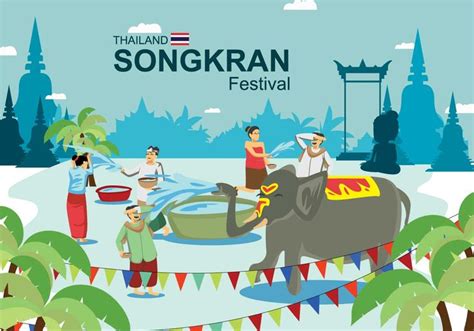 Songkran Illustration Songkran Festival Illustration Vector