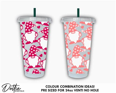 Valentines Day Starbucks Cold Cup No Hole Svg Png Dxf No Gap Romantic