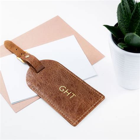 Personalised Natural Tan Foiled Leather Luggage Tag The Gift Experience