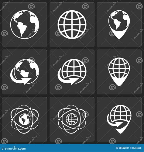 Vector Globe Earth World Icons Stock Vector Illustration Of Round