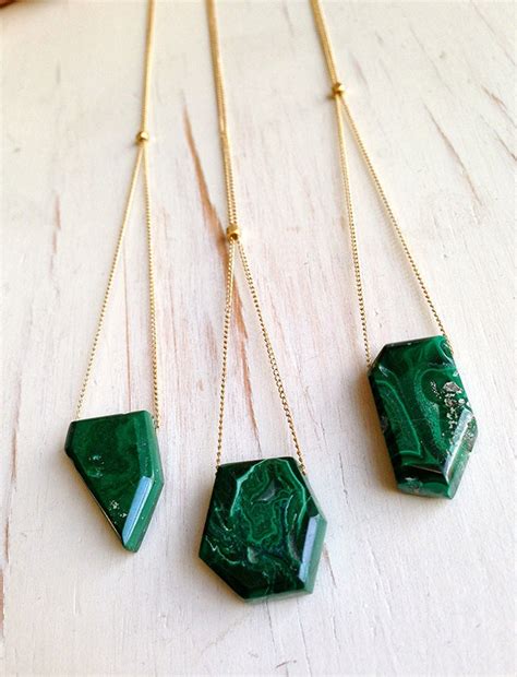 Malachite Necklace Malachite Jewelry Gemstone Necklace Semi Raw ...