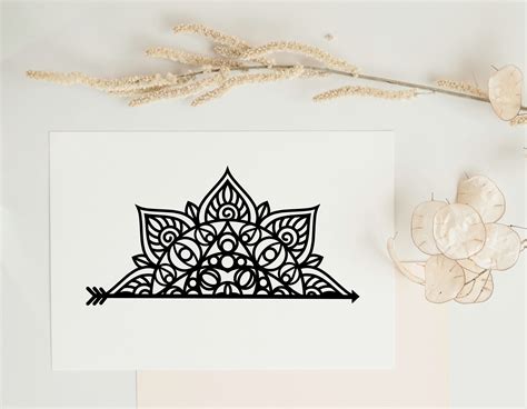 Half Mandala Svg Half Mandalas Svg Half Mandala Monogram Etsy