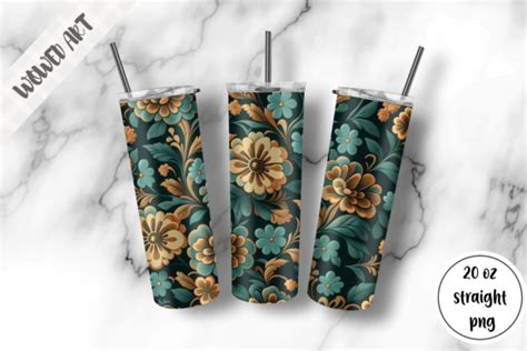 3d Flowers 20oz Skinny Tumbler Wrap Graphic By Wowed Art · Creative Fabrica