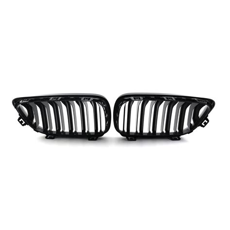 Double Slat Carbon Fiber Front Bumper Center Grill Grille For Bmw