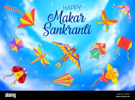 Happy Makar Sankranti Day Harvest Festival Background With Kites