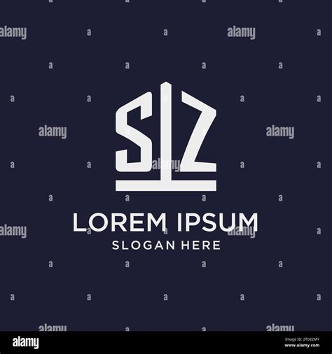 SZ Initial Monogram Logo Design With Pentagon Shape Style Design Ideas