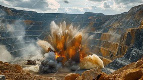 Premium Photo Explosion In A Quarry Mine That Is Open To The Public