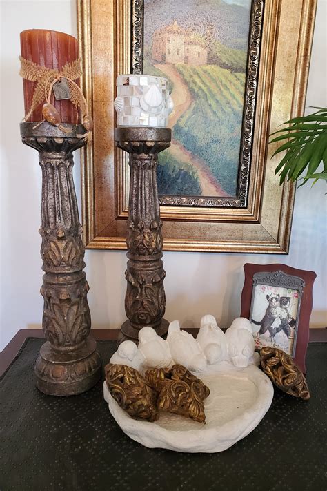 Rustic Pillar Candle Holders Beautiful Patina Accent For Any Etsy