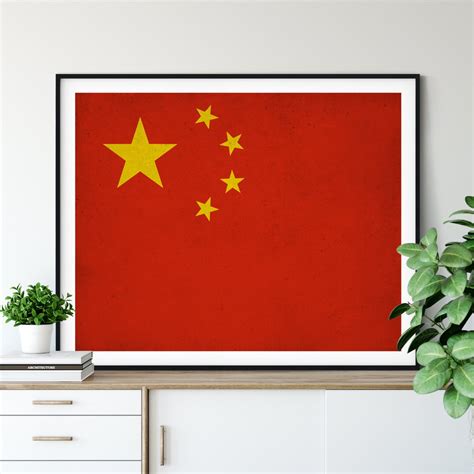 China Flag Art, China Flag Print, Flag Poster, Country Flags, Flag ...