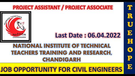 Nitttr Project Assistant Associate Civil Engineering Job