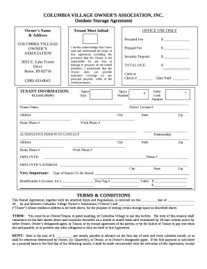 Outdoor Storage Agreement Doc Template PdfFiller