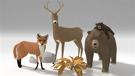 artstation  poly forest animals