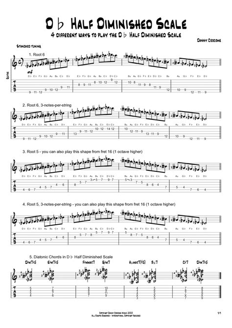 Db Half Diminished Scale 4 Ways To Play By Traditional Electric Guitar Digital Sheet Music