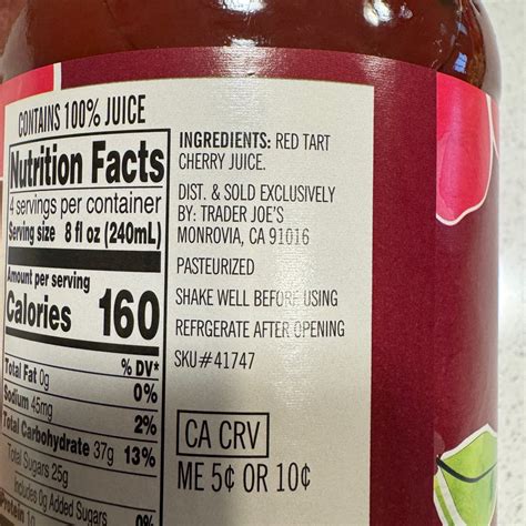 Trader Joes 100 Red Tart Cherry Juice Reviews Abillion