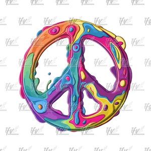 Groovy Peace Sign PNG, 3D Peace Sign, Drippy Color, Psychedelic Peace ...