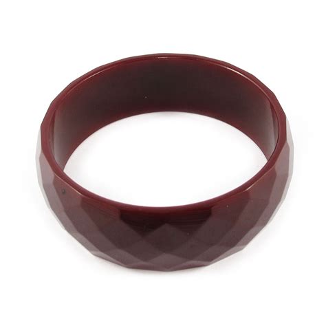 Vintage Faceted Bakelite Bangle C1950s Chocolate Brown