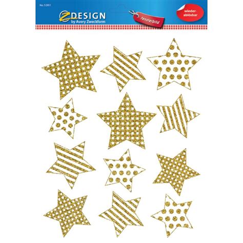 Avery Zweckform Zdesign Weihnachts Fensterbild Sterne Gold