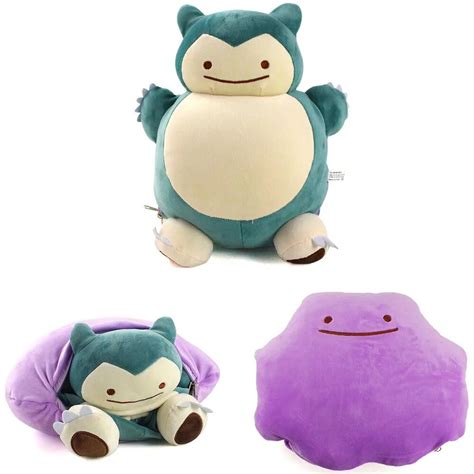 Juguete De Peluche Suave De Pok Mon Snorlax Gato Verde Ditto Almohada