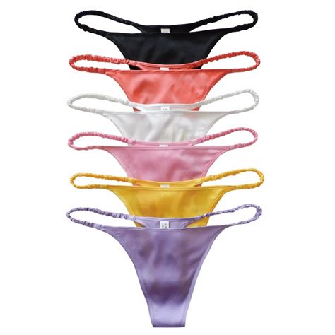 Panasilk 6 Pairs 100 Pure Silk Womens Bikini String Thong Panties Size S M L Xl Xxl In Womens