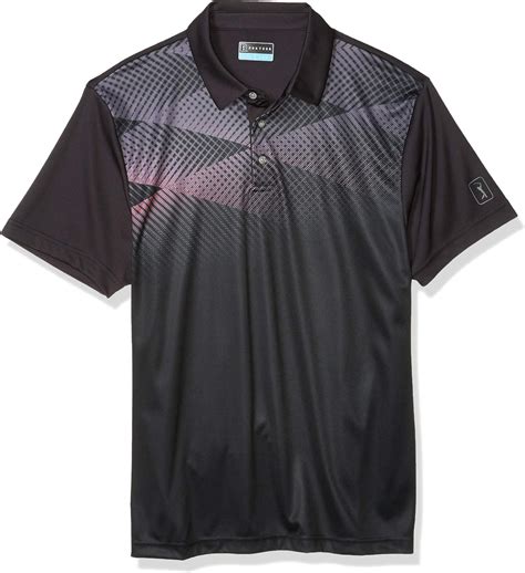 Pga Tour Mens Ombre Argyle Short Sleeve Polo Golf Shirt Clothing