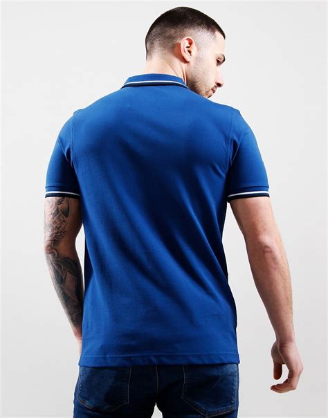 Fred Perry Twin Tipped Polo Shirt Shaded Cobalt Terraces Menswear