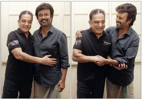 Rajinikanth Kamal Haasan Meet As They Shoot In The Same Sets