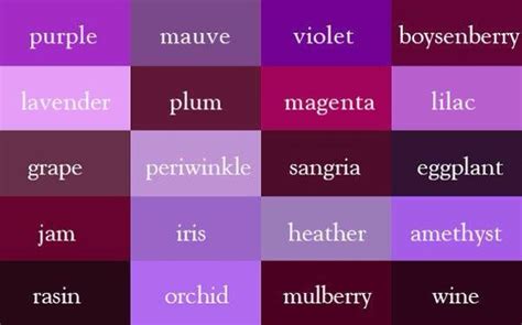 Shades Of Purple Color Chart With Names