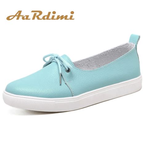 Aardimi Plus Size 35 43 Women Shoes Genuine Leather Women Ballet Flats Nurse Shoes Moccasins