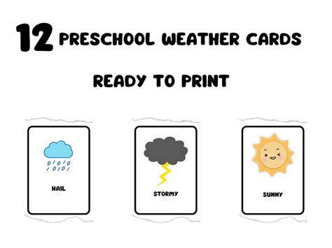 12 Preschool Weather Cardsmontessori Flashcardspreschool Cards