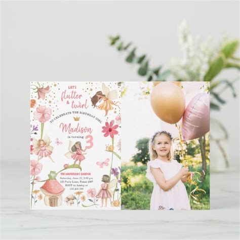 Fairy Magical Forest Garden Girl First Birthday Invitation Zazzle