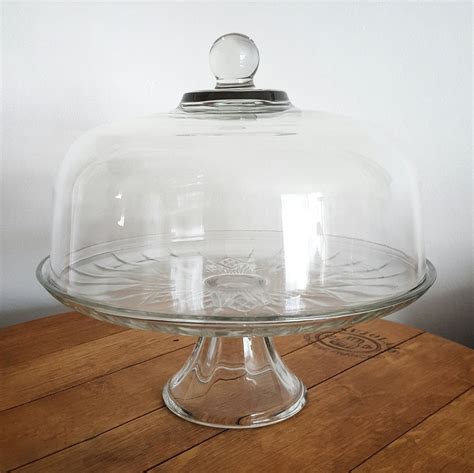 Vintage Cake Stand With Dome Cover Large Glass Pedestal Cake Display