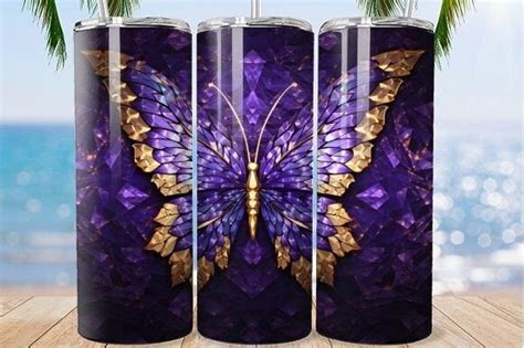 Purple Butterfly Tumbler Wrap Bundle Bundle Creative Fabrica